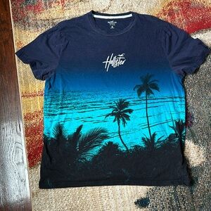 Hollister CA blue T-shirt w/ombre palm trees never worn size xl great condition